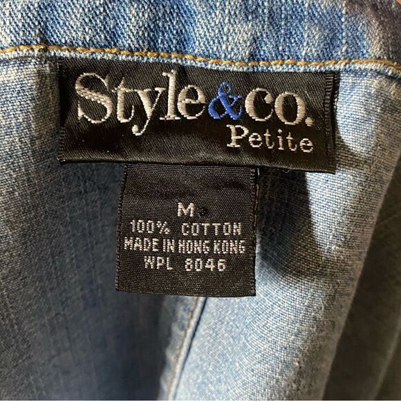 Style & Co Denim Blazer with Pockets 100% Cotton Size Medium - Picture 2 of 9